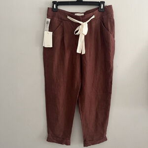 Aritzia Wilfred Allant Cropped Linen Blend Trousers, Amaretto Brown Size 2 NWT